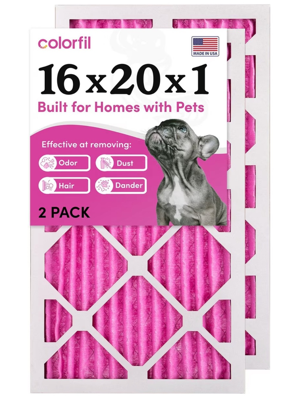 colorfil 16x20x1 Pink Pet-Friendly Air Filter - 2 Pack
